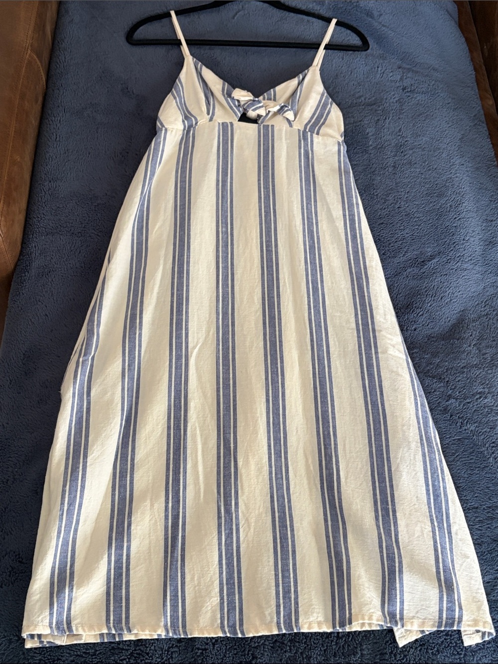 Roxy Blue and White Striped Tie-Front Midi Sundress - Size S/P